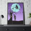 93830-87.jpg Witch Flying With Bats in Front of a Full Moon Framed Poster