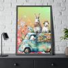 93830-91.jpg Easter Rabbits Spring Van Framed Poster