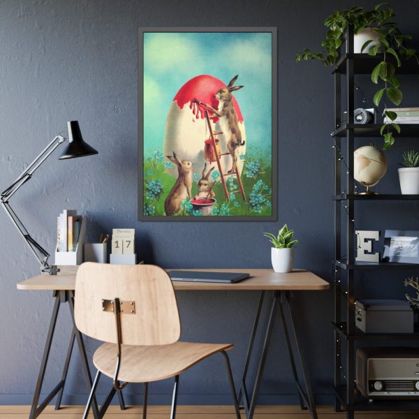 93831-110.jpg Easter Bunny Paints Eggs Framed Poster