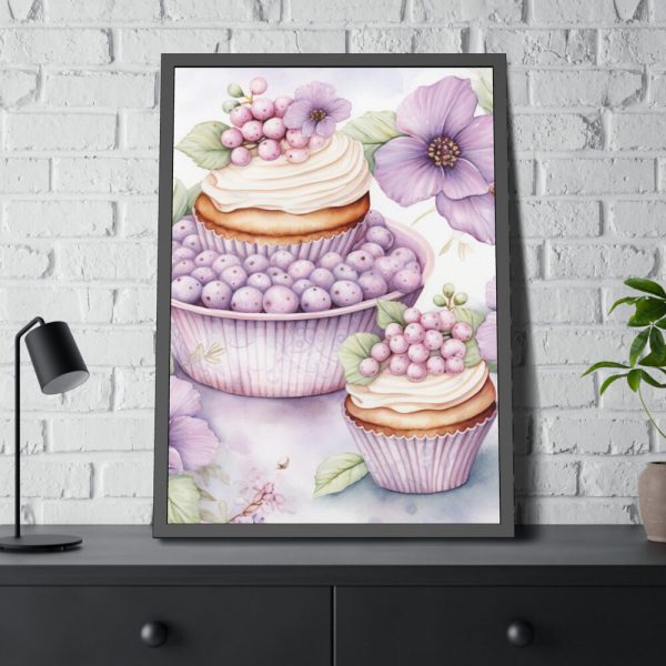 93831-167.jpg Frosted Cupcake With Fruit Topping Framed Poster