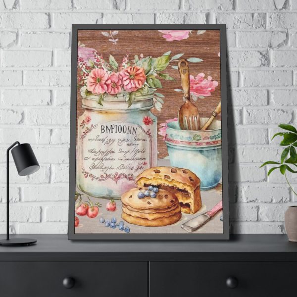 93831-183.jpg Baked Cakes on a Counter With a Vintage Wood Framed Poster