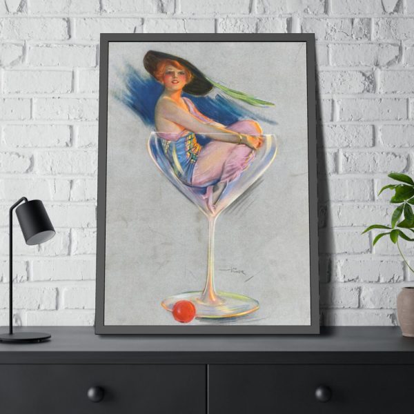 Glamorous Woman in a Wine Glass Framed Poster