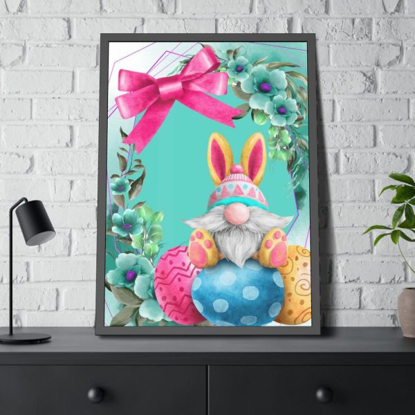 93831-255.jpg Easter Bunny Gnome And Eggs Framed Poster