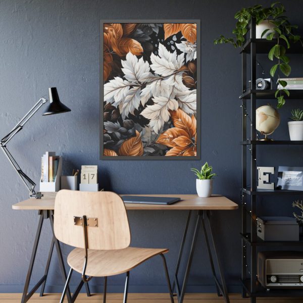 Winter Leaves Seamless Pattern Framed Poster