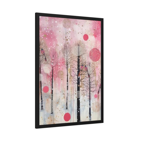 93831-273.jpg Whimsical Pink Winter Forest Art Framed Poster