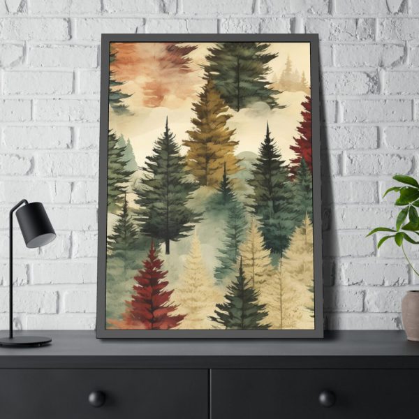 93831-279.jpg Christmas Trees Seamless Pattern Framed Poster