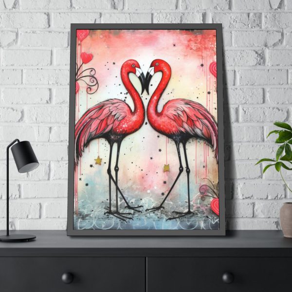 93831-311.jpg Valentine Flamingo Framed Poster