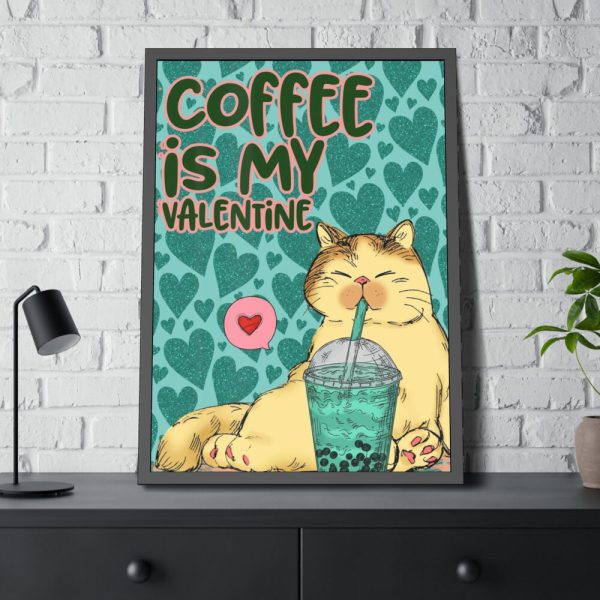 93831-315.jpg Coffee Cat Valentine Framed Poster
