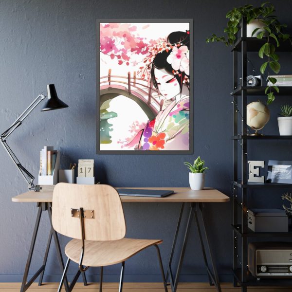 93831-58.jpg Japanese Garden Girl Character Framed Poster