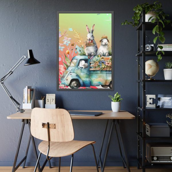 93831-90.jpg Easter Rabbits Spring Van Framed Poster