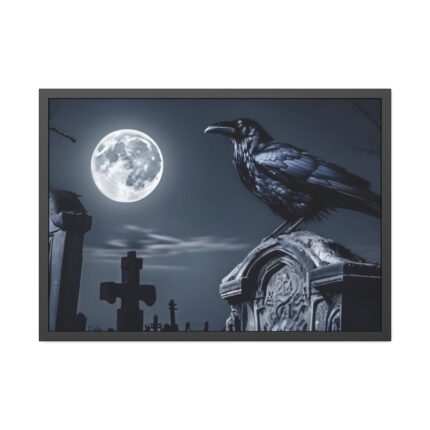 Raven Crow Gravestones Full Moon Framed Poster