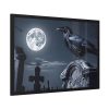 93854-157.jpg Raven Crow Gravestones Full Moon Framed Poster