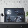 93854-159.jpg Raven Crow Gravestones Full Moon Framed Poster