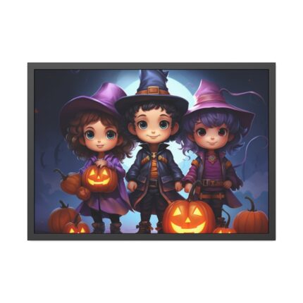 Halloween Kids Cartoon Art Framed Poster
