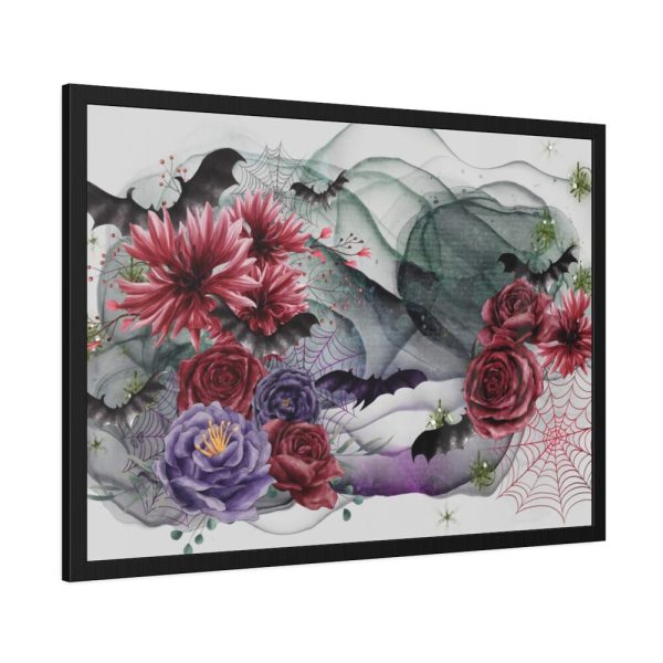 93854-213.jpg Flowers And Bats Halloween Framed Poster
