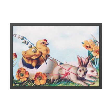 Chickens Chicks and Easter Bunny Framed Poster