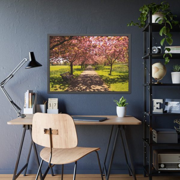 93854-278.jpg Park with Pink Blossom Trees Framed Poster
