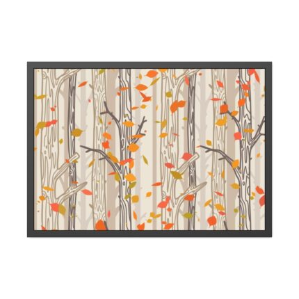 Bare Tree And Autumn Fall Leaves Framed Poster