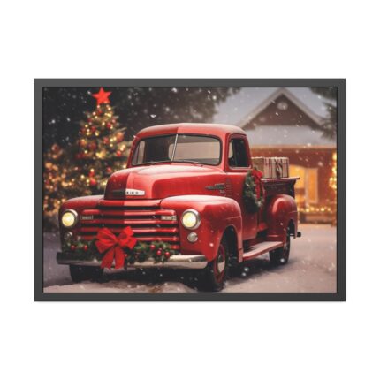 Vintage Christmas Pickup Framed Poster