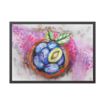 Plums, Plate, Fruit, Vitamins Framed Poster