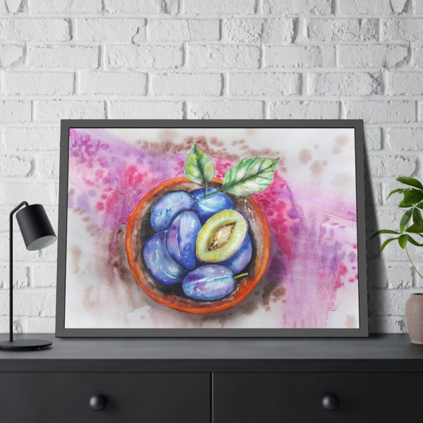 93854-331.jpg Plums, Plate, Fruit, Vitamins Framed Poster