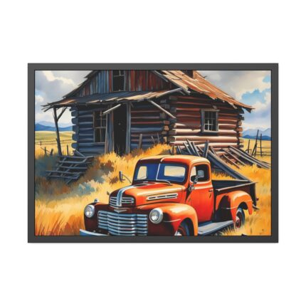 Old Red Truck Watercolor Framed Poster