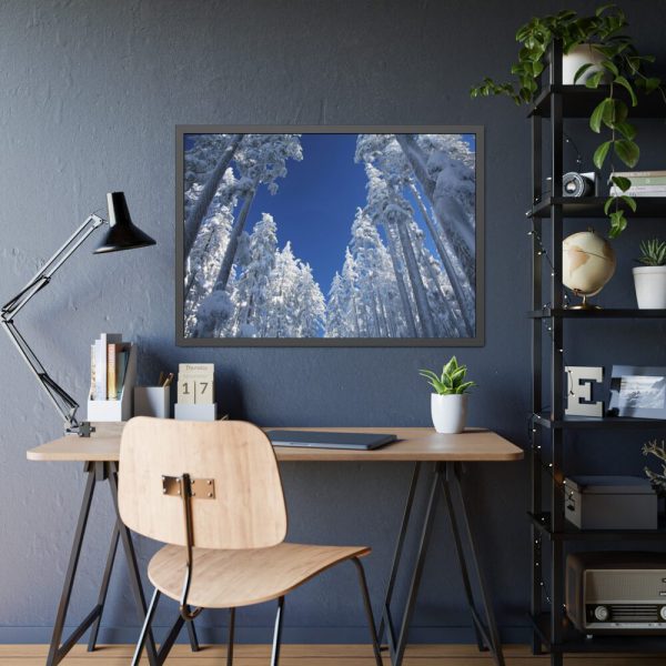 93854-362.jpg Snow Ponderosa Pines Trees Framed Poster