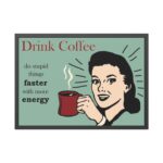 Retro Coffee Drinking Woman Framed Poster