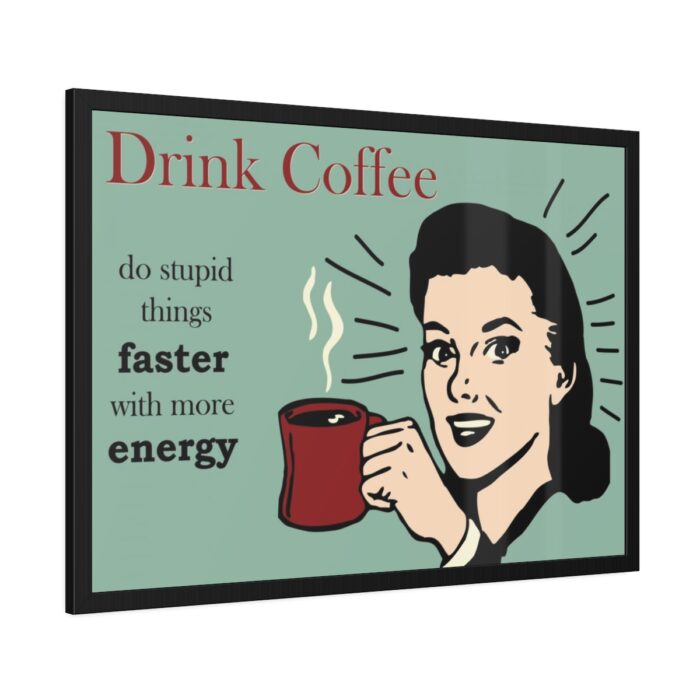 Retro Coffee Drinking Woman Framed Poster - Image 2