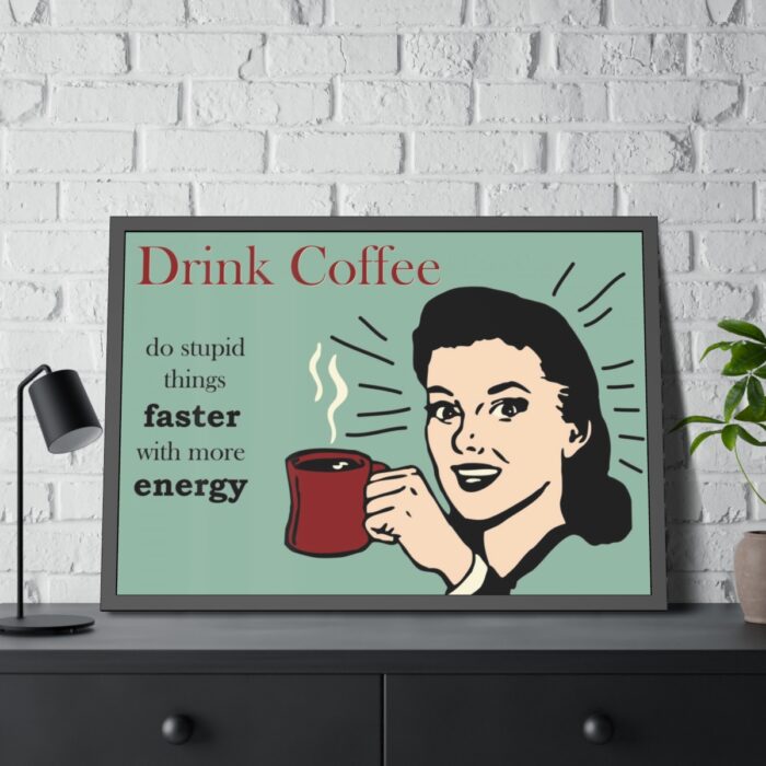Retro Coffee Drinking Woman Framed Poster - Image 4