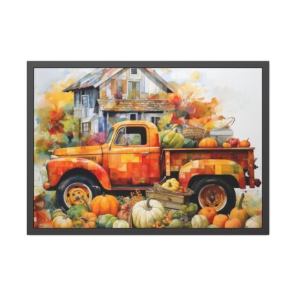 Autumn Pumpkin Truck Calendar Art Framed Poster