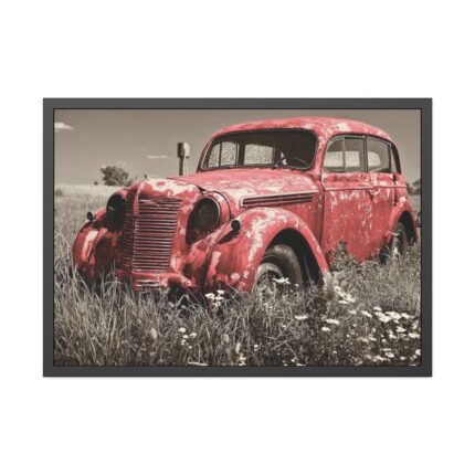 Car Vintage Red Rusty Framed Poster