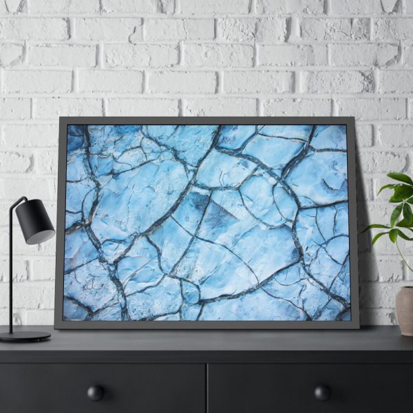 93854-431.jpg Blue Cracked Ground Texture Framed Poster