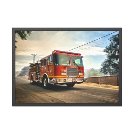 Speeding Fire Truck Framed Poster