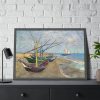 93854-451.jpg Vincent van Gogh's Fishing Boats on the Beach Framed Poster