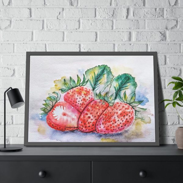 93854-455.jpg Strawberry, Watercolor, Drawing Framed Poster