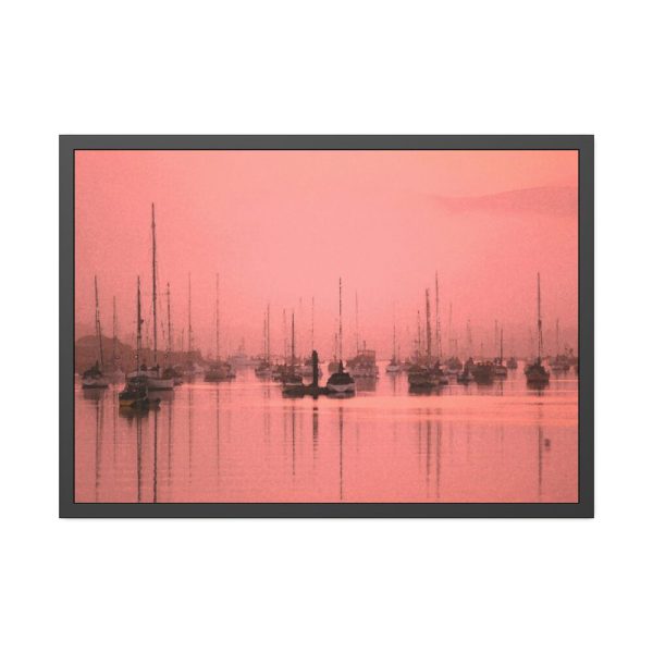 93854-552.jpg Pink Photo With Boats Framed Poster