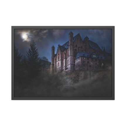 Mystical Castle in Dark Forest Framed Poster