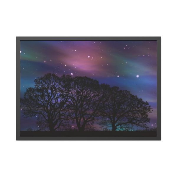 93854-568.jpg Tree Forest Starry Aurora Framed Poster