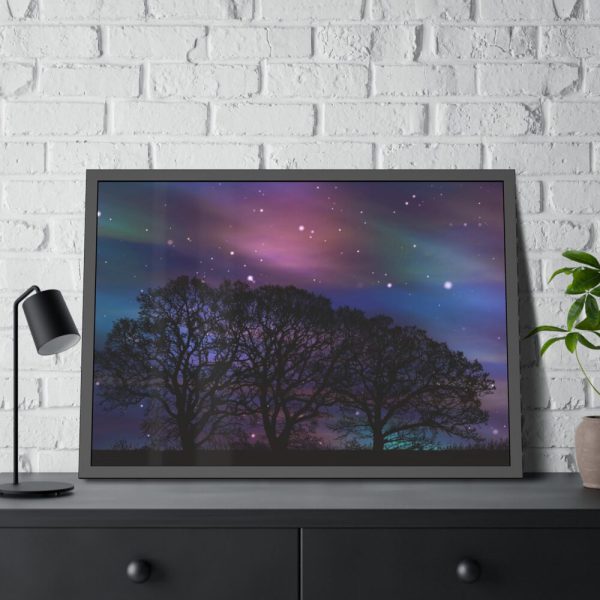 93854-571.jpg Tree Forest Starry Aurora Framed Poster