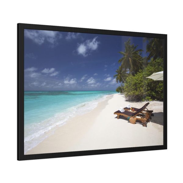 Tropical Beach, Trees, Shoreline in Summer Framed Poster