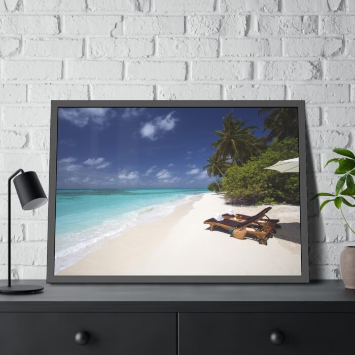 Tropical Beach, Trees, Shoreline in Summer Framed Poster - Image 4