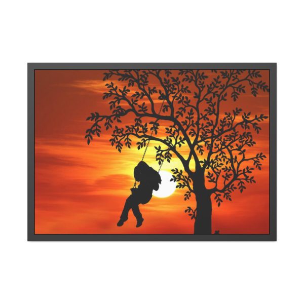 93854-624.jpg Sunset Girl Swing Silhouette Framed Poster