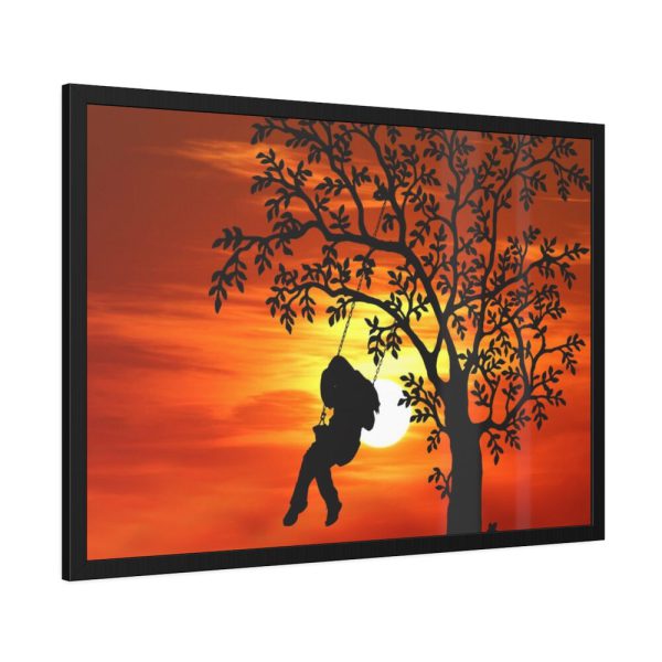 93854-625.jpg Sunset Girl Swing Silhouette Framed Poster