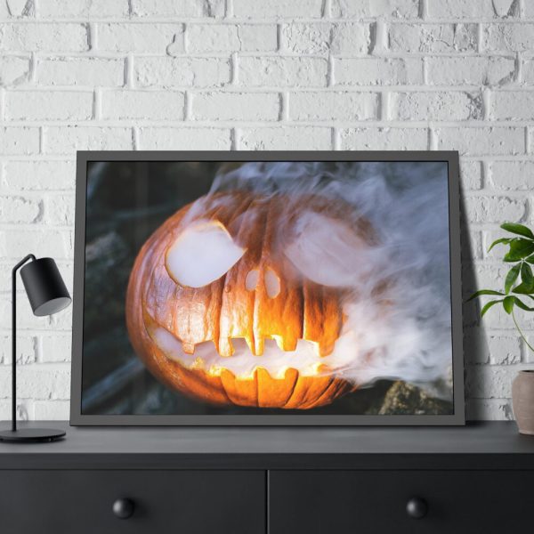 93854-63.jpg Carved Halloween Pumpkin With Smoke Framed Poster