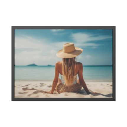 Young Woman On The Beach Framed Poster