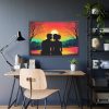 Romantic Couple Sunset Silhouette Framed Poster