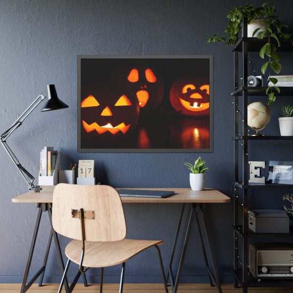 Halloween Pumpkin With Candles Inside Framed Poster