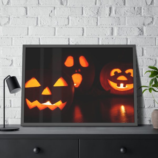 Halloween Pumpkin With Candles Inside Framed Poster