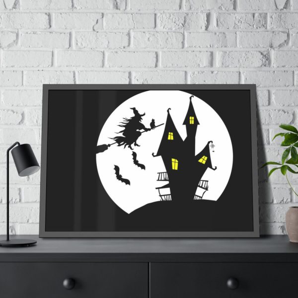 93855-131.jpg Witch Flying in Dark Framed Poster